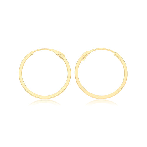 9ct yellow gold 12mm sleeper earrings