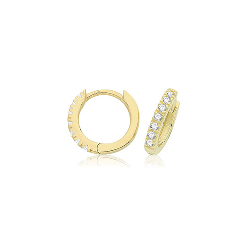 9ct yellow gold cubic zirconia clicker hoop earrings
