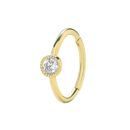 SINGLE 9ct yellow gold cubiz zirconia cartilage hoop earring