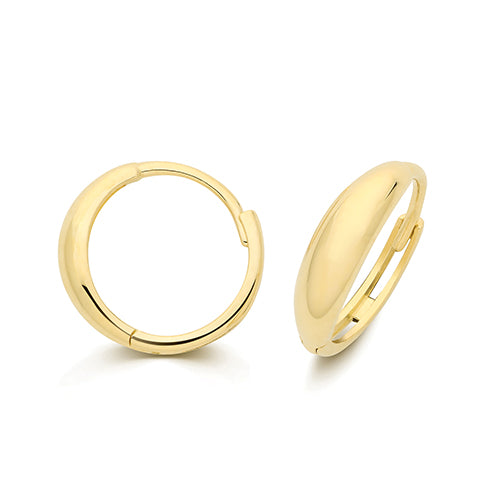 9ct Yellow Gold, Graduated Hinged Hoop Huggie Earrings