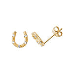 9ct Yellow Gold CZ Horseshoe Stud Earrings