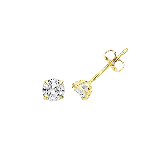 9ct Yellow Gold Cubic Zirconia Stud Earrings