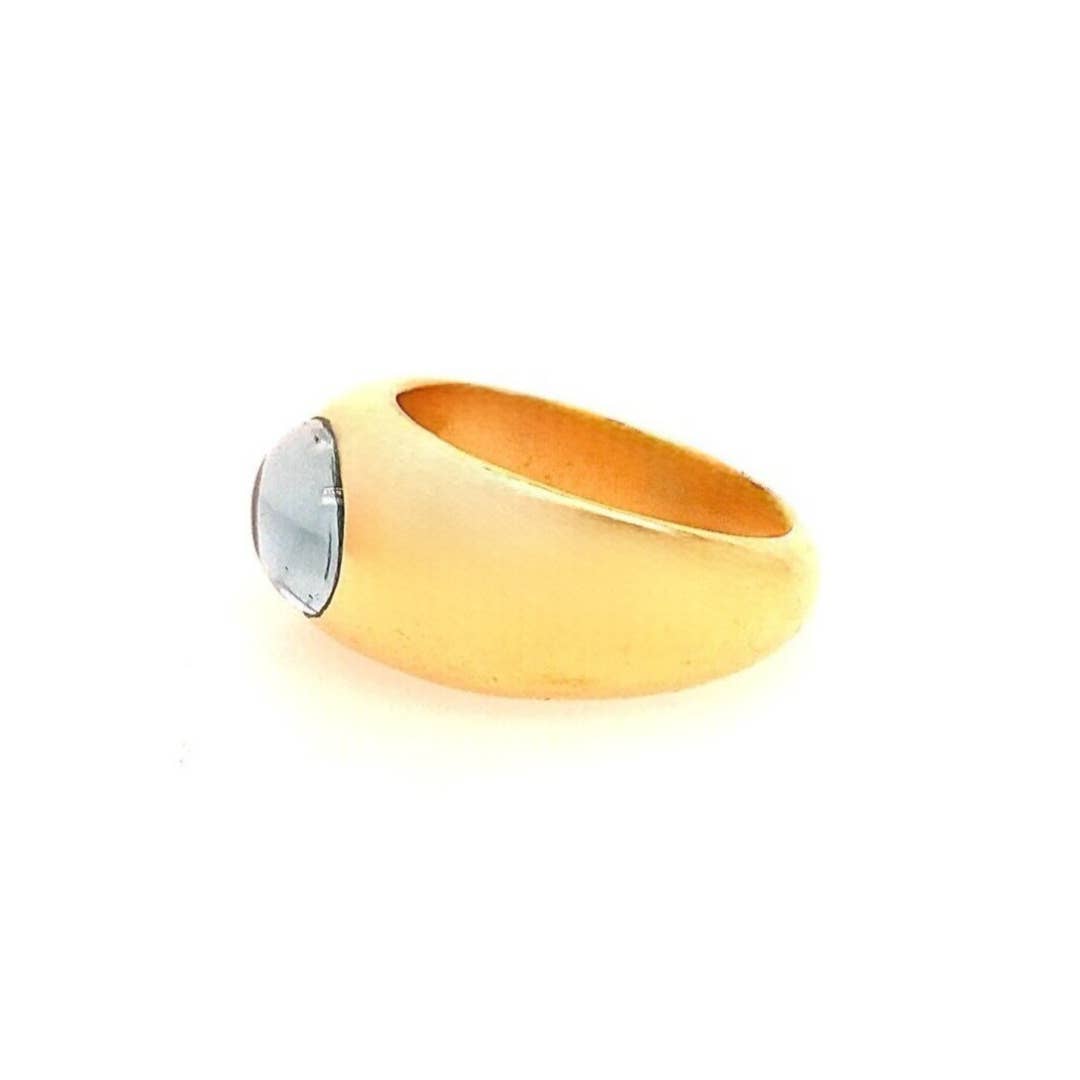 Gold and Sky Blue Topaz modern band ring