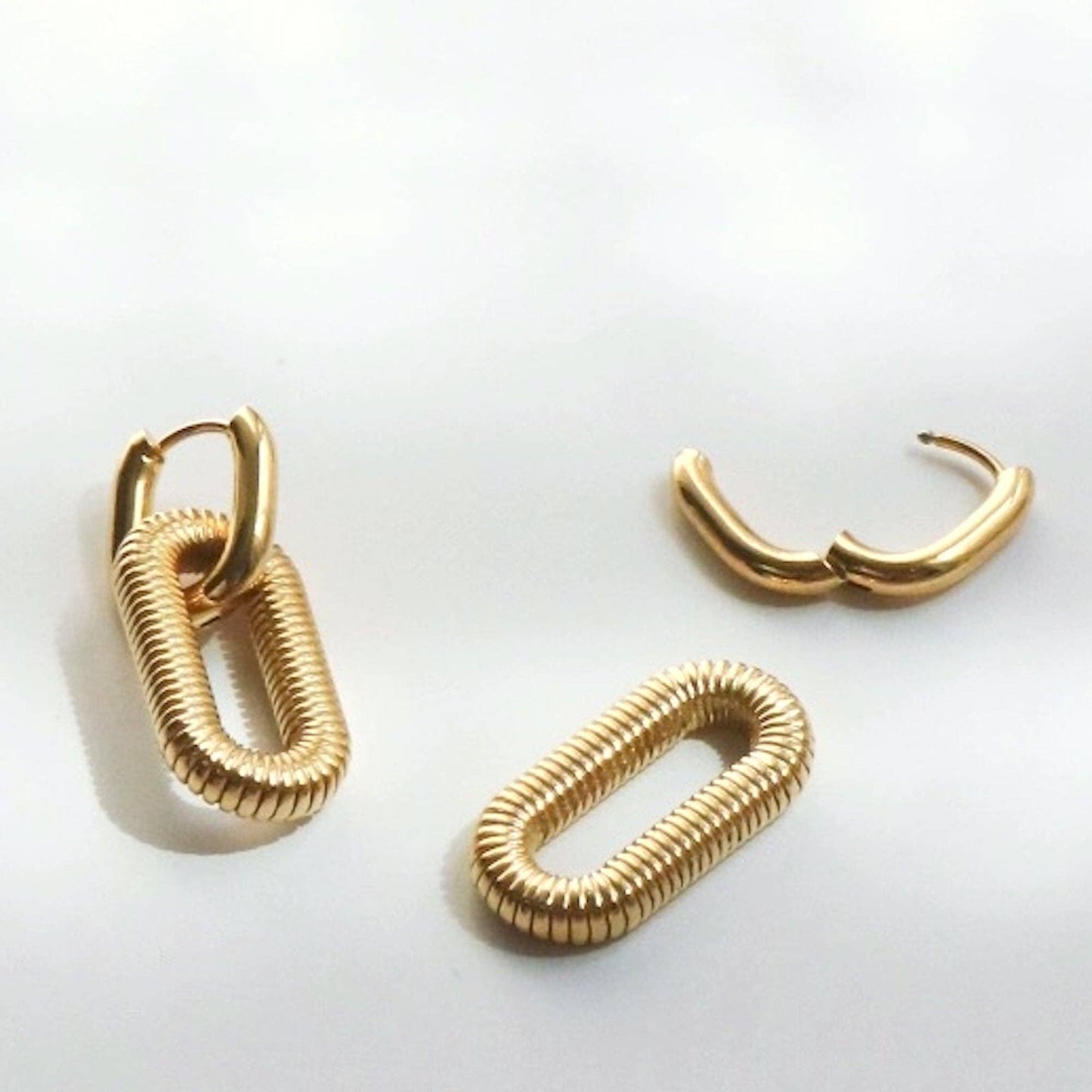 Gold Plated Bold Chain Large Drop Earrings