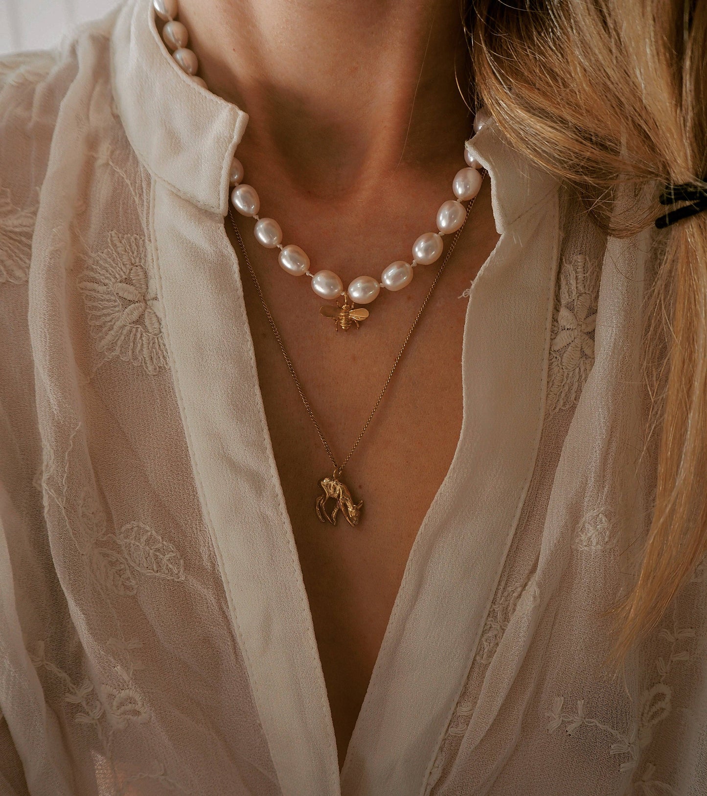 Sterling Silver Gold Plated Deer Necklace