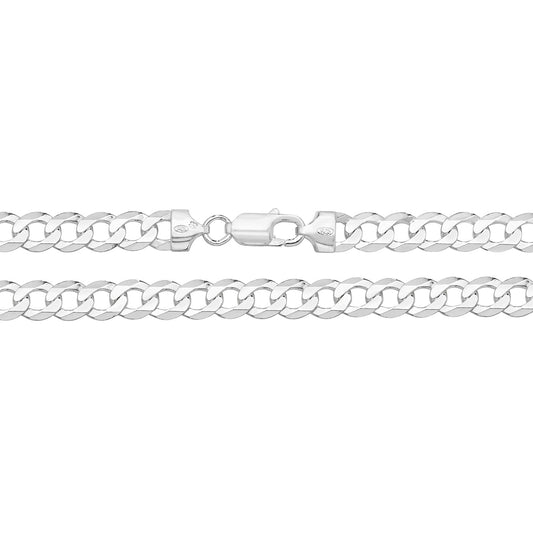 Silver Flat Curb Chain Bracelet