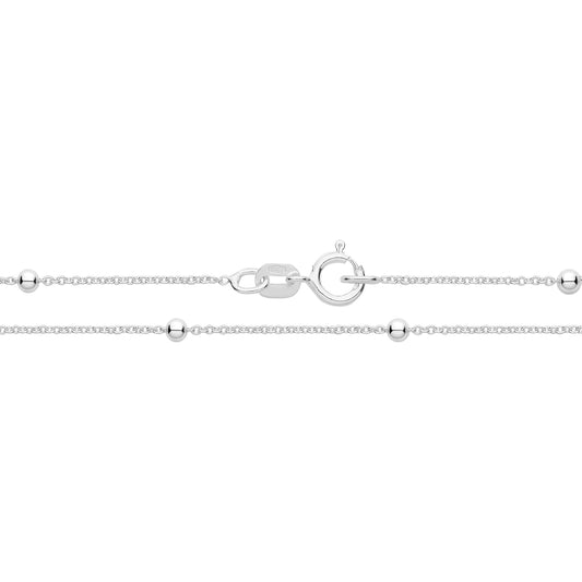 Sterling Silver 925 Round Rolo Bead, Fine Satellite Chain