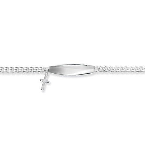 Silver Cross Charm iD Bracelet For Babies