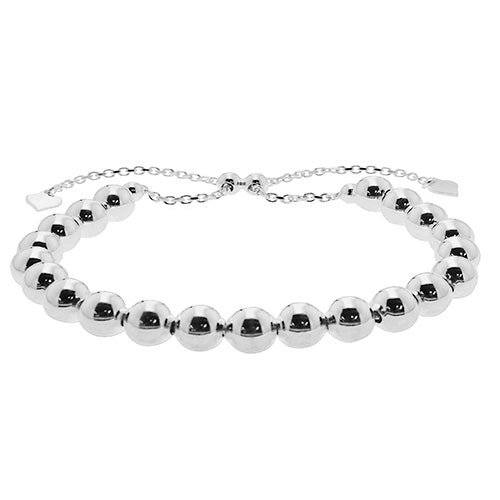 925 Sterling Silver Medium Bead, Extendable Pull Bracelet