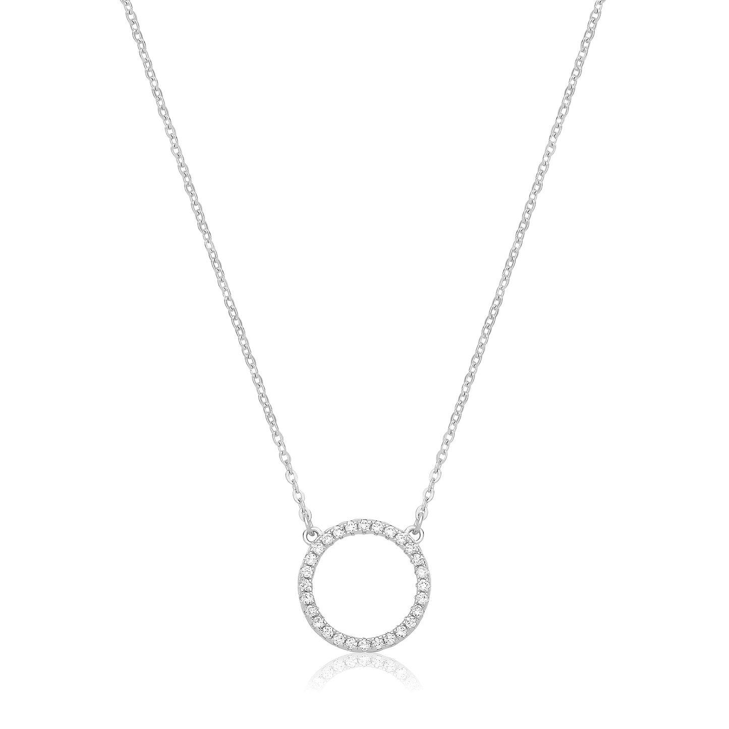 Circle Of Life "Polo" Mint, Non-Tarnishing, Sparkly Silver Chain Necklace With Cubic Zirconia Microclaw Set