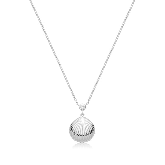 Scalloped Cockle Sea Shell Necklace Made From Non-Tarnishing Sterling Silver