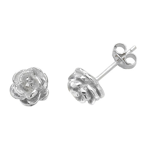 Sterling Silver Rose Stud Earrings