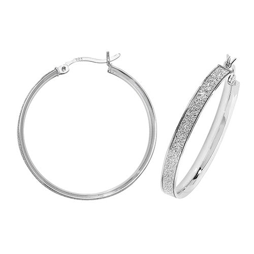 925 Silver 30mm moondust hoop earrings