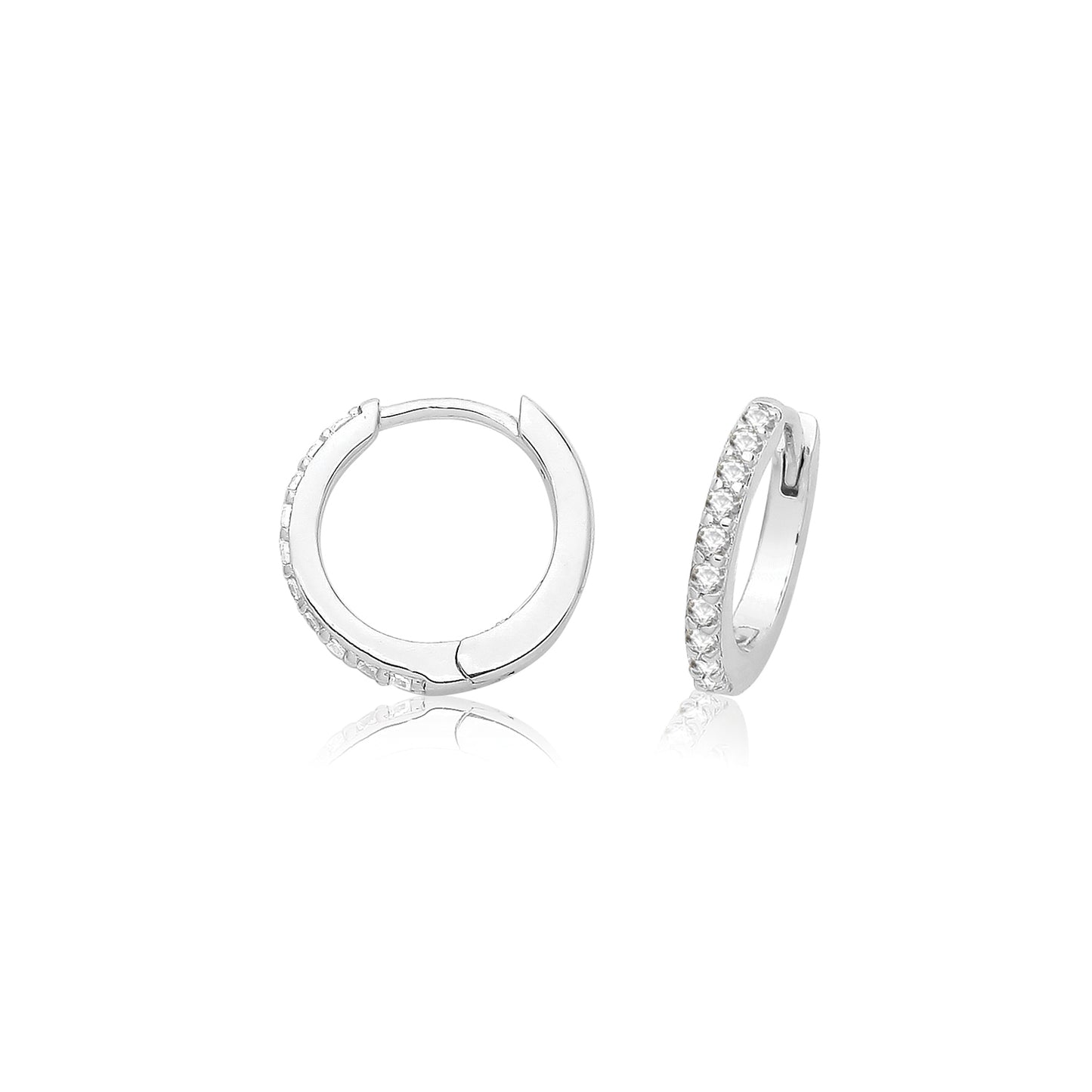 Sterling Silver Non Tarnishing Sparkling Gem Hinged Hoop Earrings