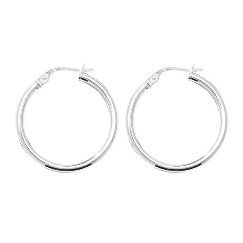 Silver plain hoop earrings 20mm