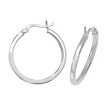 Silver Rounded plain hoop earrings 20mm