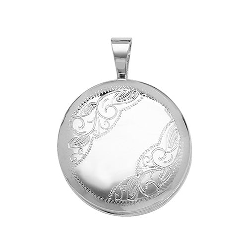 Sterling Silver Round Ornate Locket Pendant