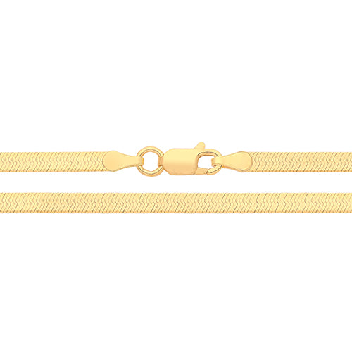 925 Sterling Silver Gold Plated Flat Snake Chain 16" or 18"