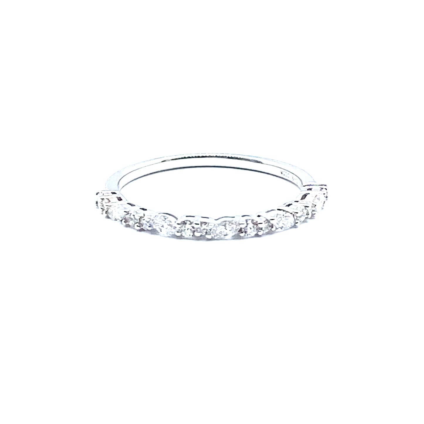 Marquise Cut and Round Brilliant Cut Diamond Half Eternity Ring Set in 18ct White Gold