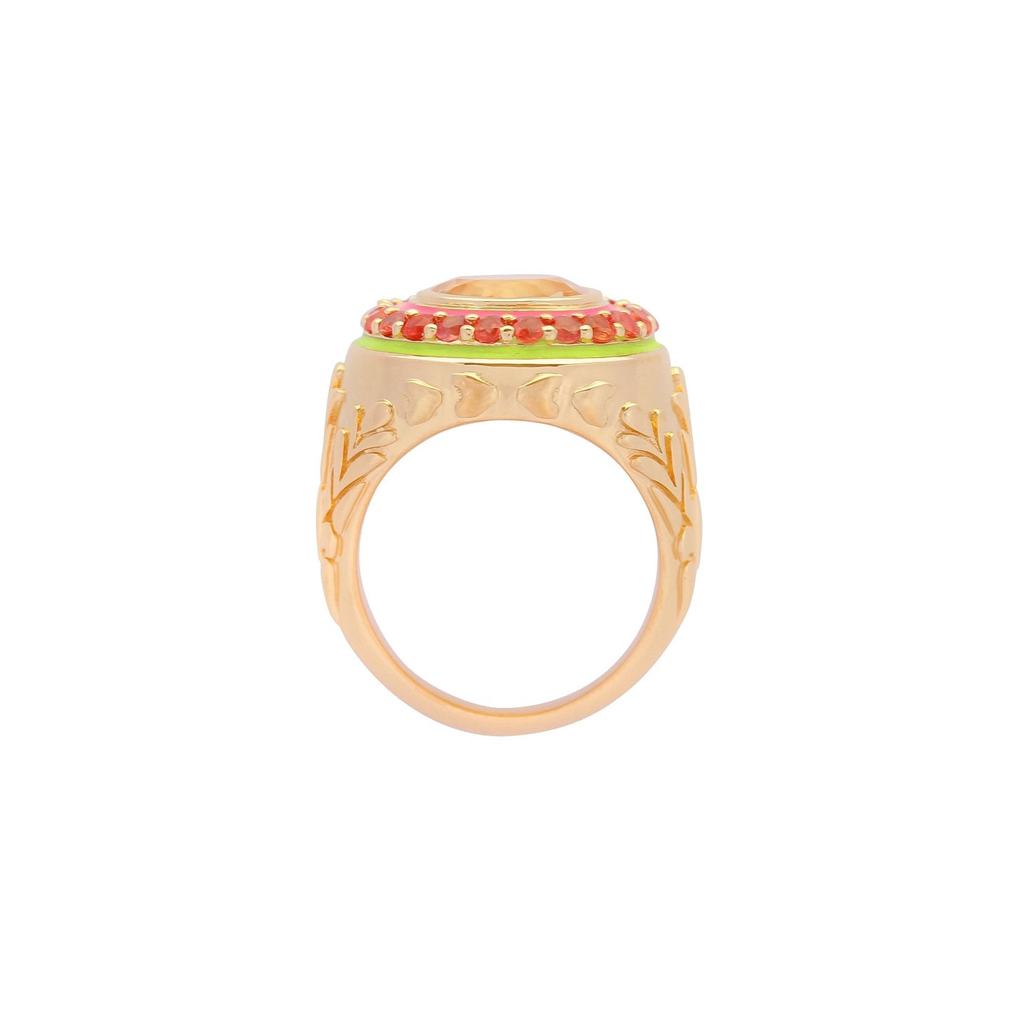 Firework Citrine and Orange Sapphire Ring in 22ct Gold Vermeil