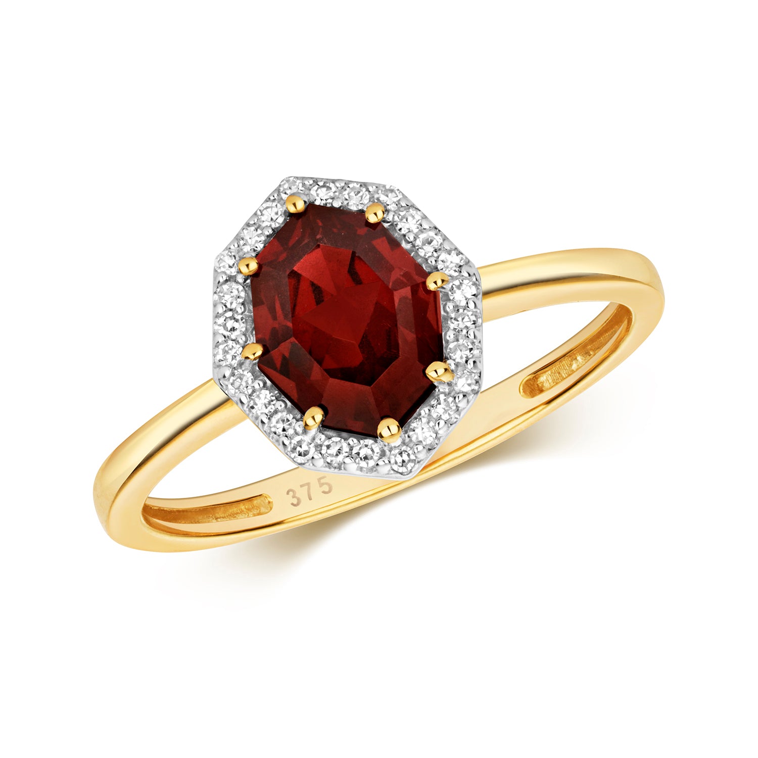 9ct Yellow Gold Cluster Diamond and Garnet Ring – Monroes Jewellers
