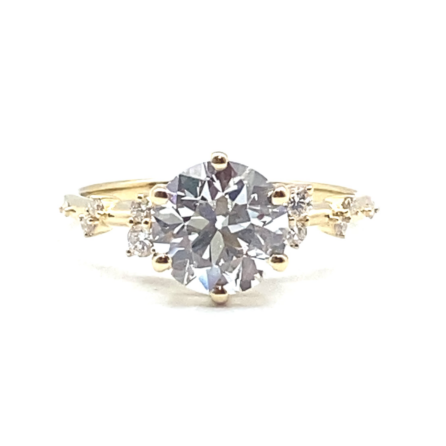 Monroe's Old European Cut Diamond "Flowing Nature" With Scattered Set Diamonds 18ct Yellow Gold Engagement Ring