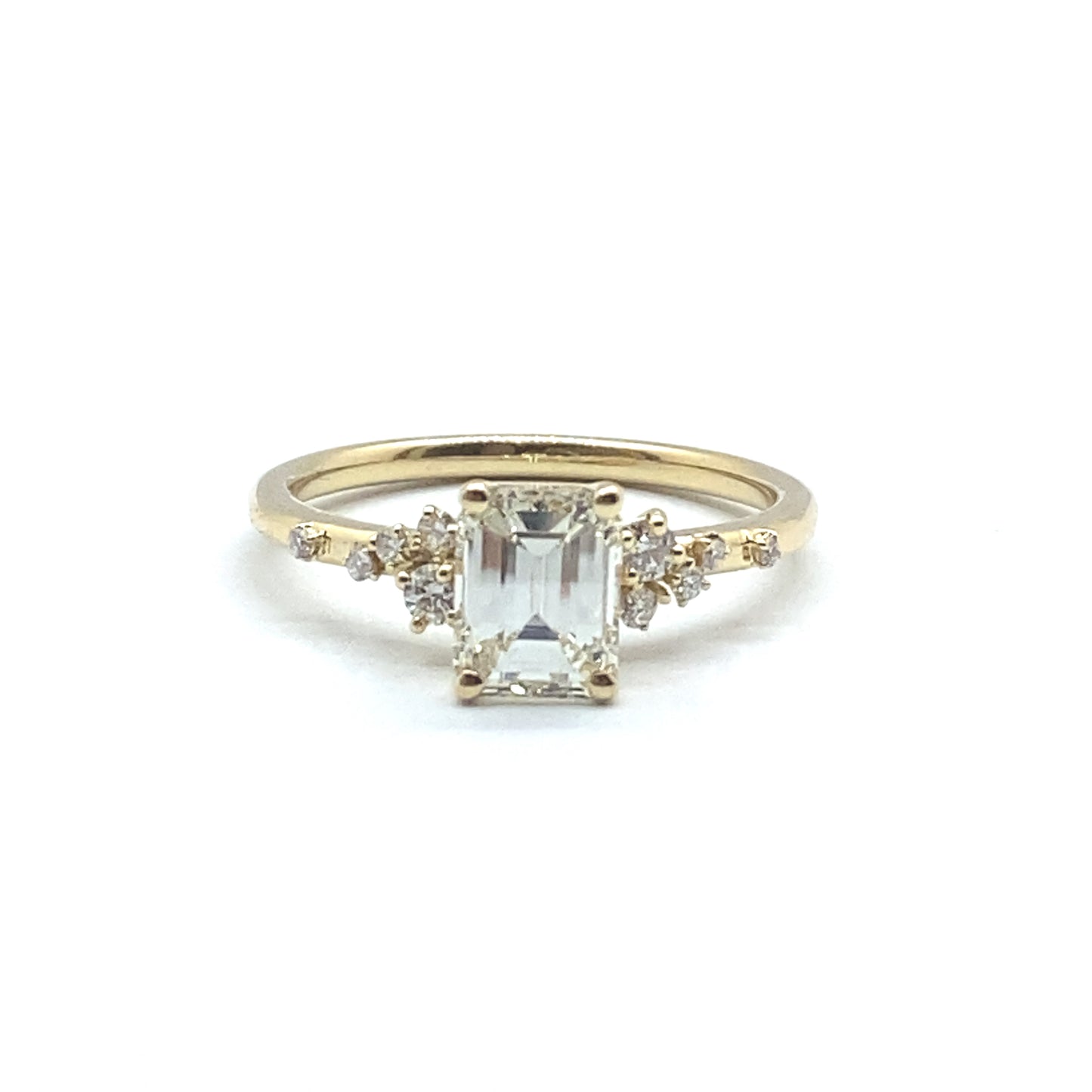 Bespoke Emerald Cut Diamond and Flowing Nature Diamond Engagement Ring
