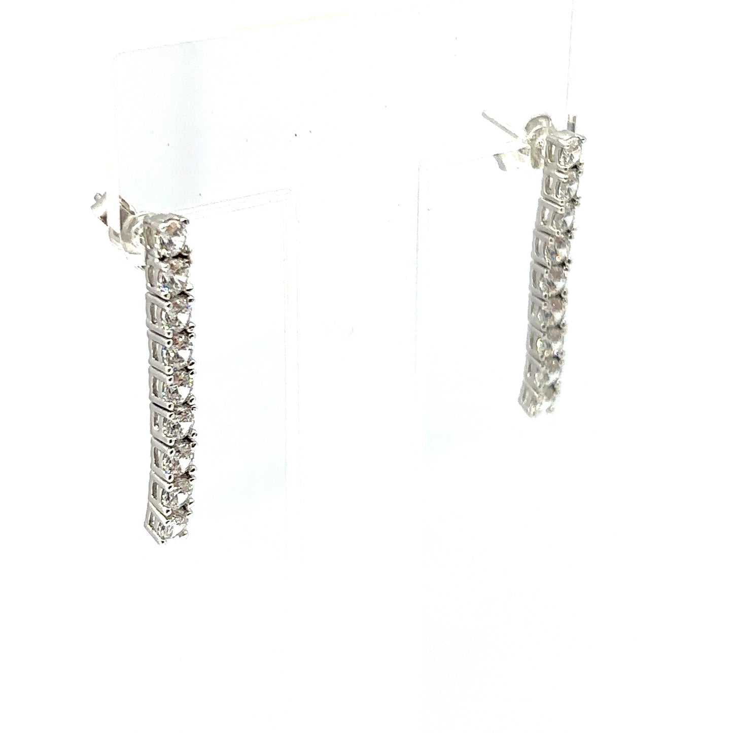 Sterling Silver, Tennis Drop Earrings