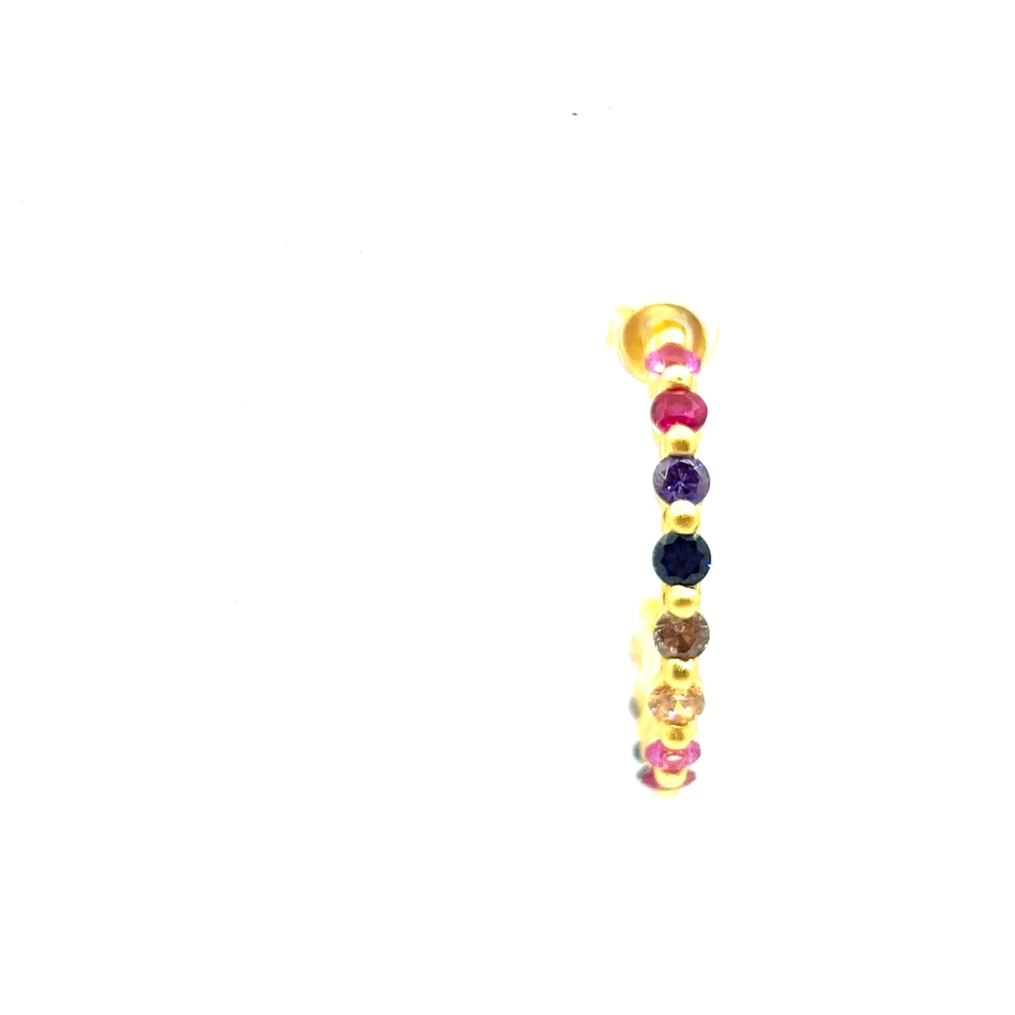Multicolour Stone Medium Hoop Earrings