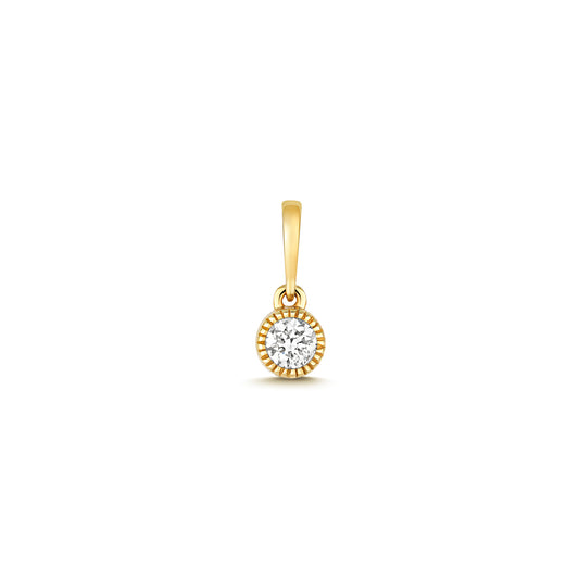 Diamond Millgrain Rub Over Pendant 9ct Yellow Gold Pendant 0.07ct