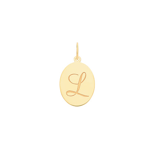 9ct Yellow Gold Disc Letter Pendant
