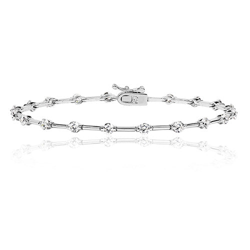 925 Sterling Silver 3mm Round Cubic Zirconia Bracelet