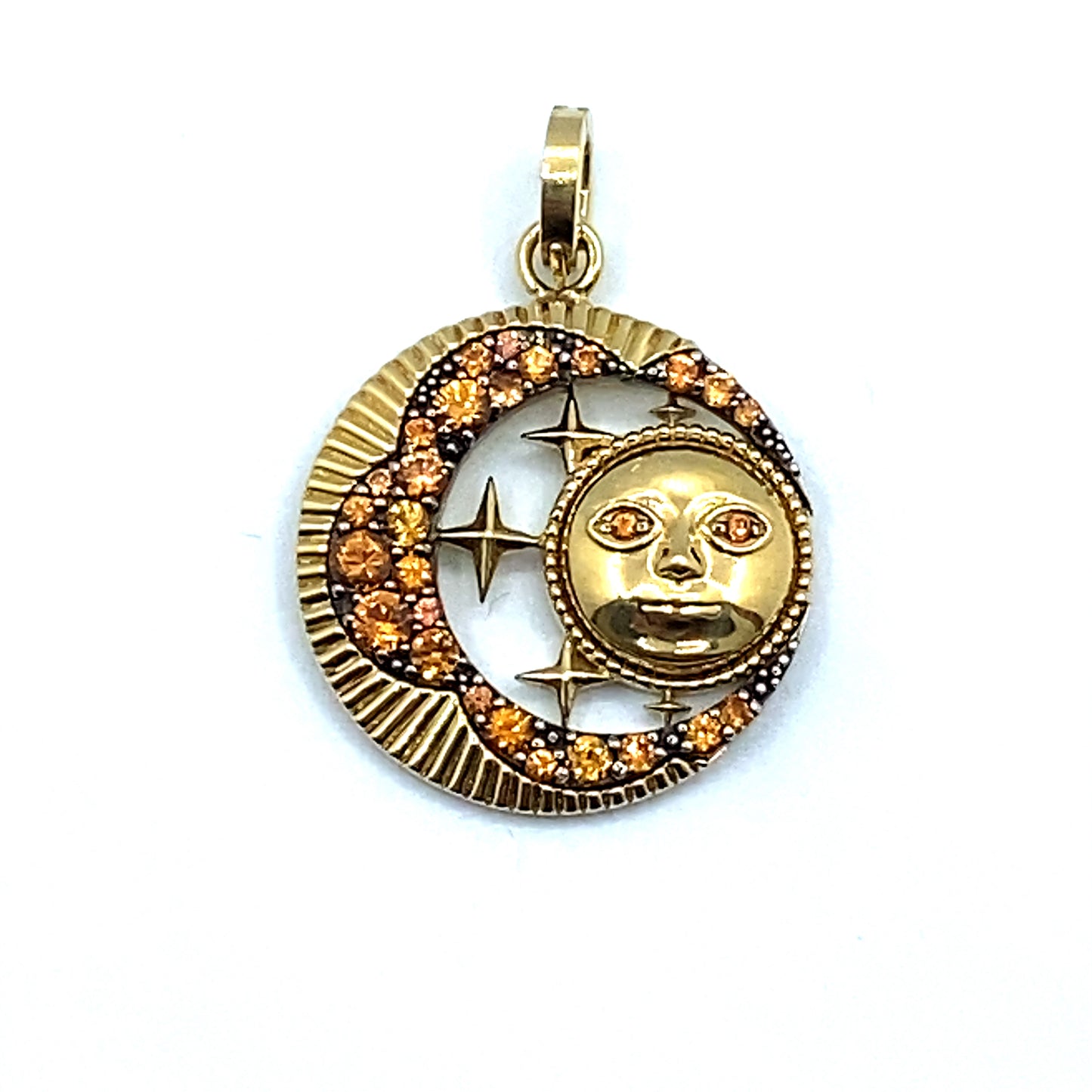 "Look Up At The Moon" Orange Sapphire Pendant in 18ct Gold