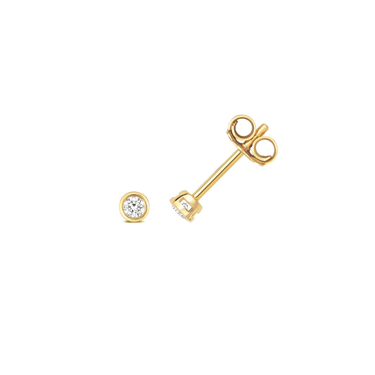 0.10ct Diamond Rub-Over Single Stud Earring 18ct Yellow Gold