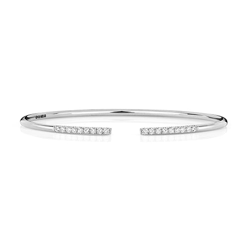 18ct White Gold Diamond Open Bangle