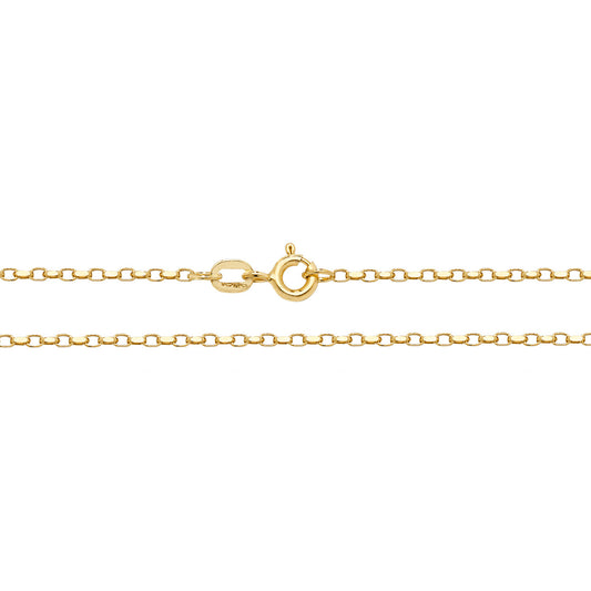14" Faceted Belcher Chain in 9ct Yellow Gold