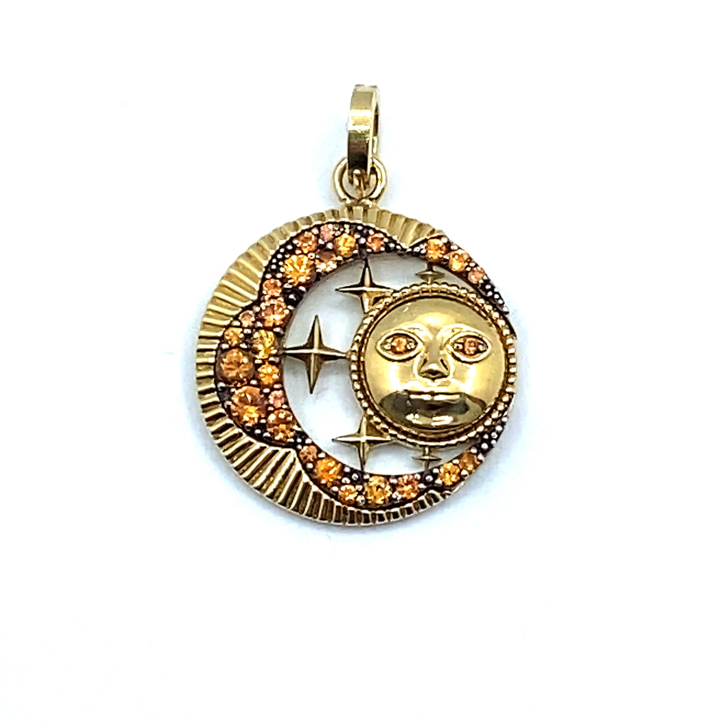 "Look Up At The Moon" Orange Sapphire Pendant in 18ct Gold