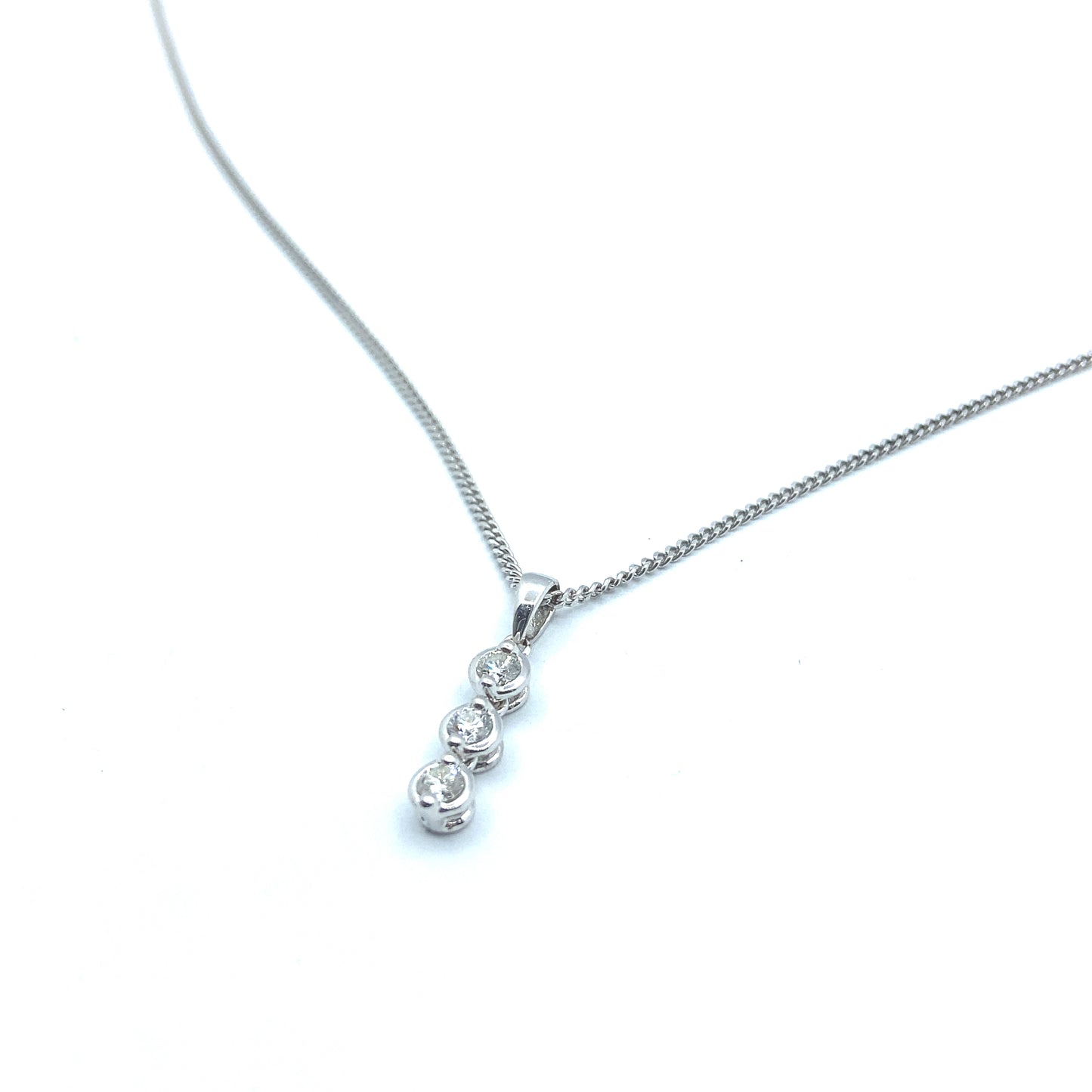 18ct White Gold Triple Diamond Pendant