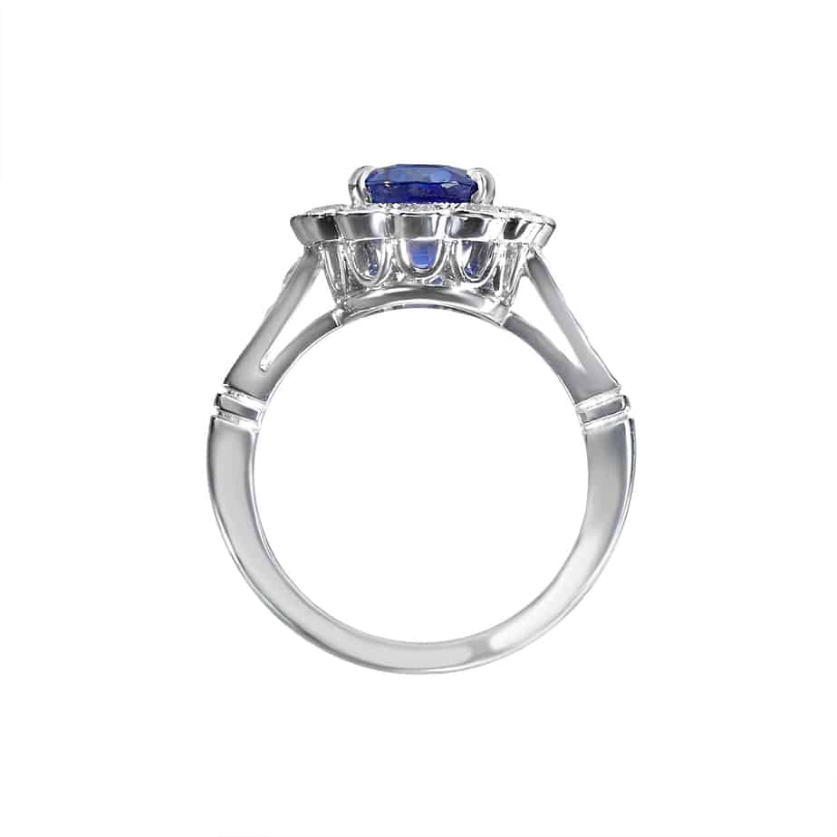 Oval Sapphire & Diamond Cluster Ring in Platinum