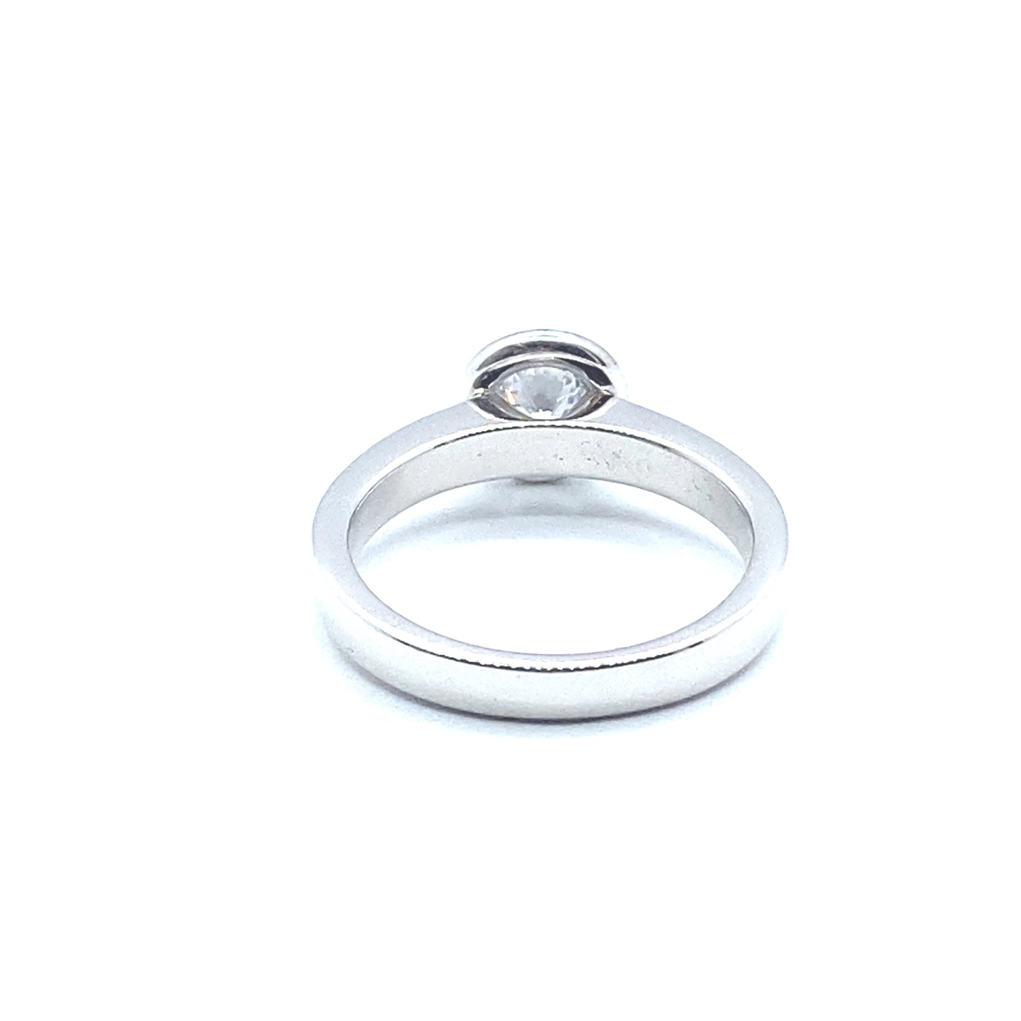 Lab Grown Diamond Rubover Bezel Set White Gold "Bubble" Ring