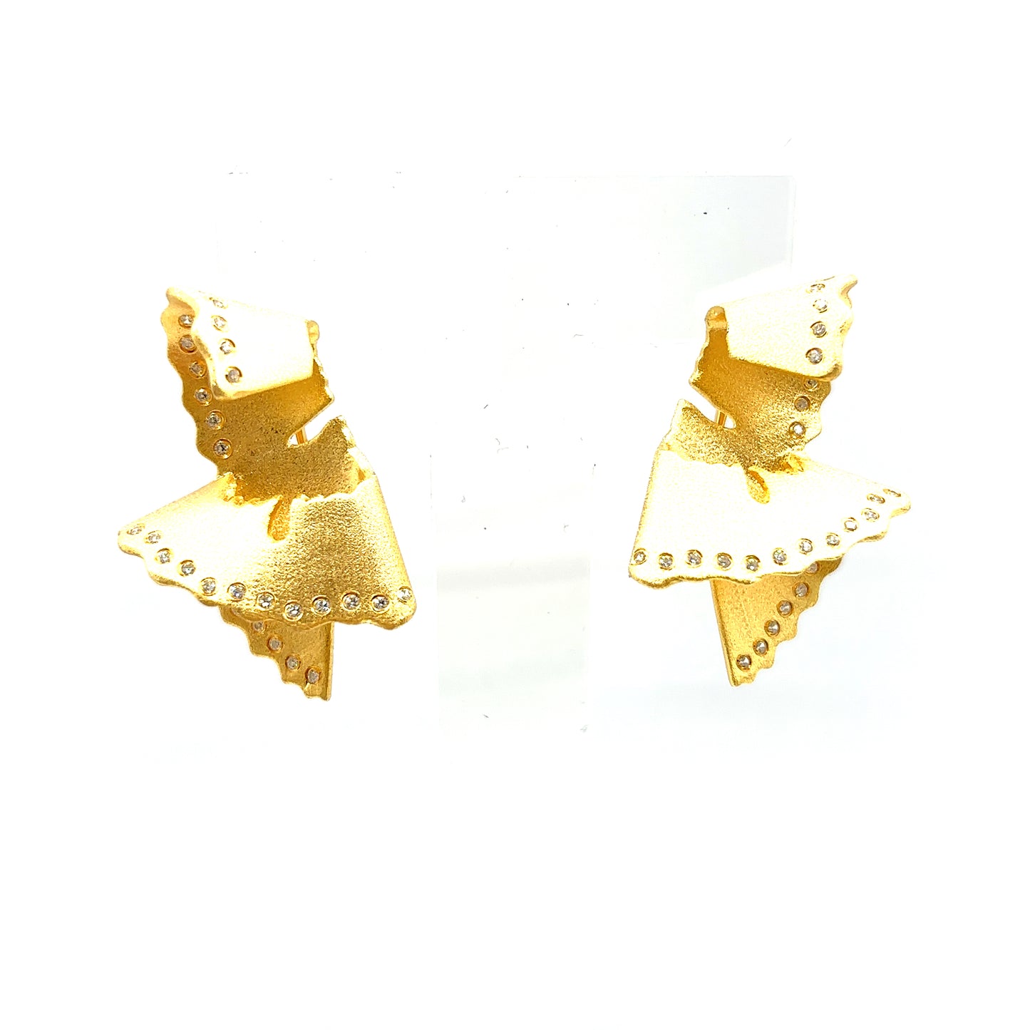 Fanfare 18ct Gold Plated, Sterling Silver Drop Earrings