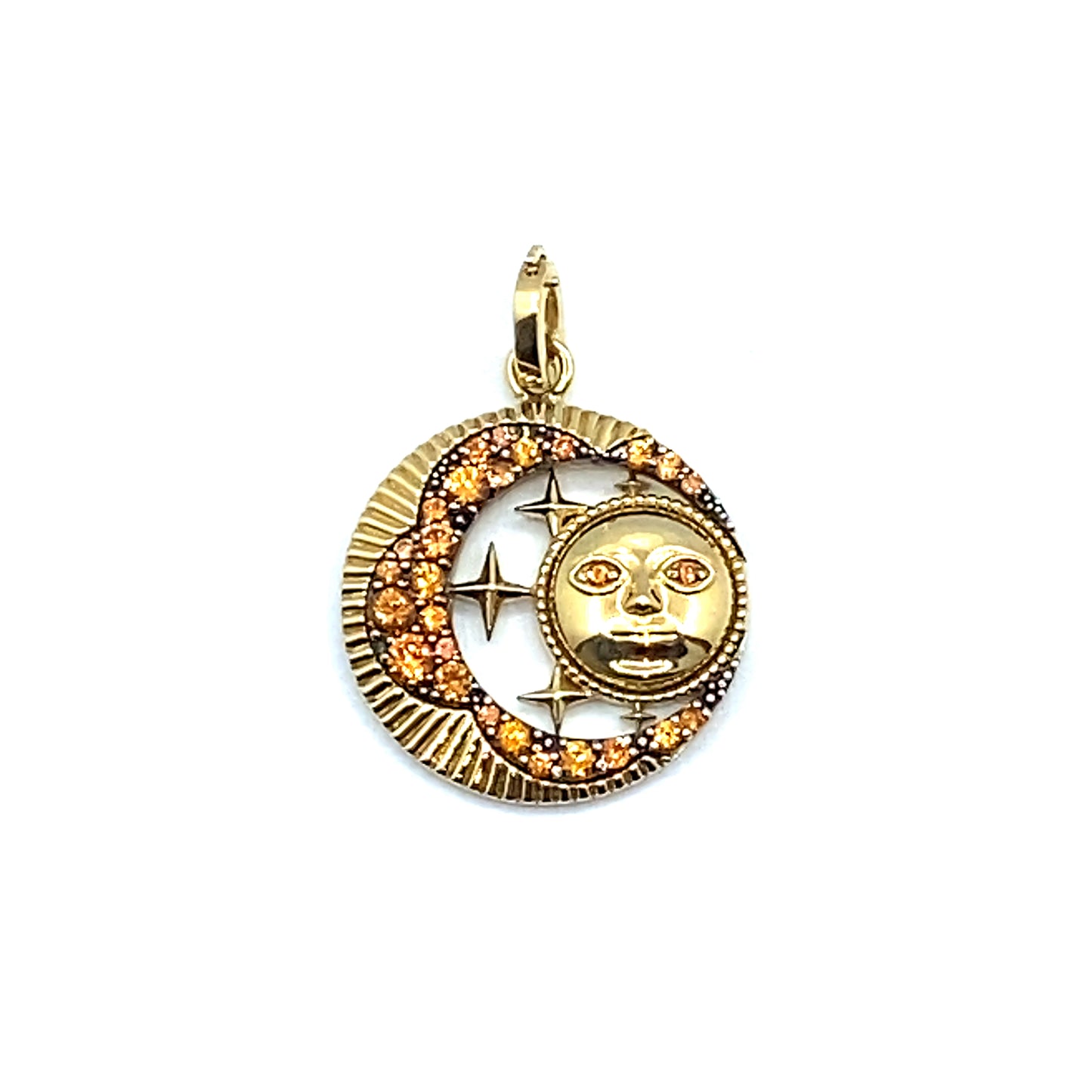 "Look Up At The Moon" Orange Sapphire Pendant in 18ct Gold