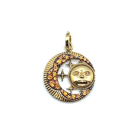 "Look Up At The Moon" Orange Sapphire Pendant in 18ct Gold