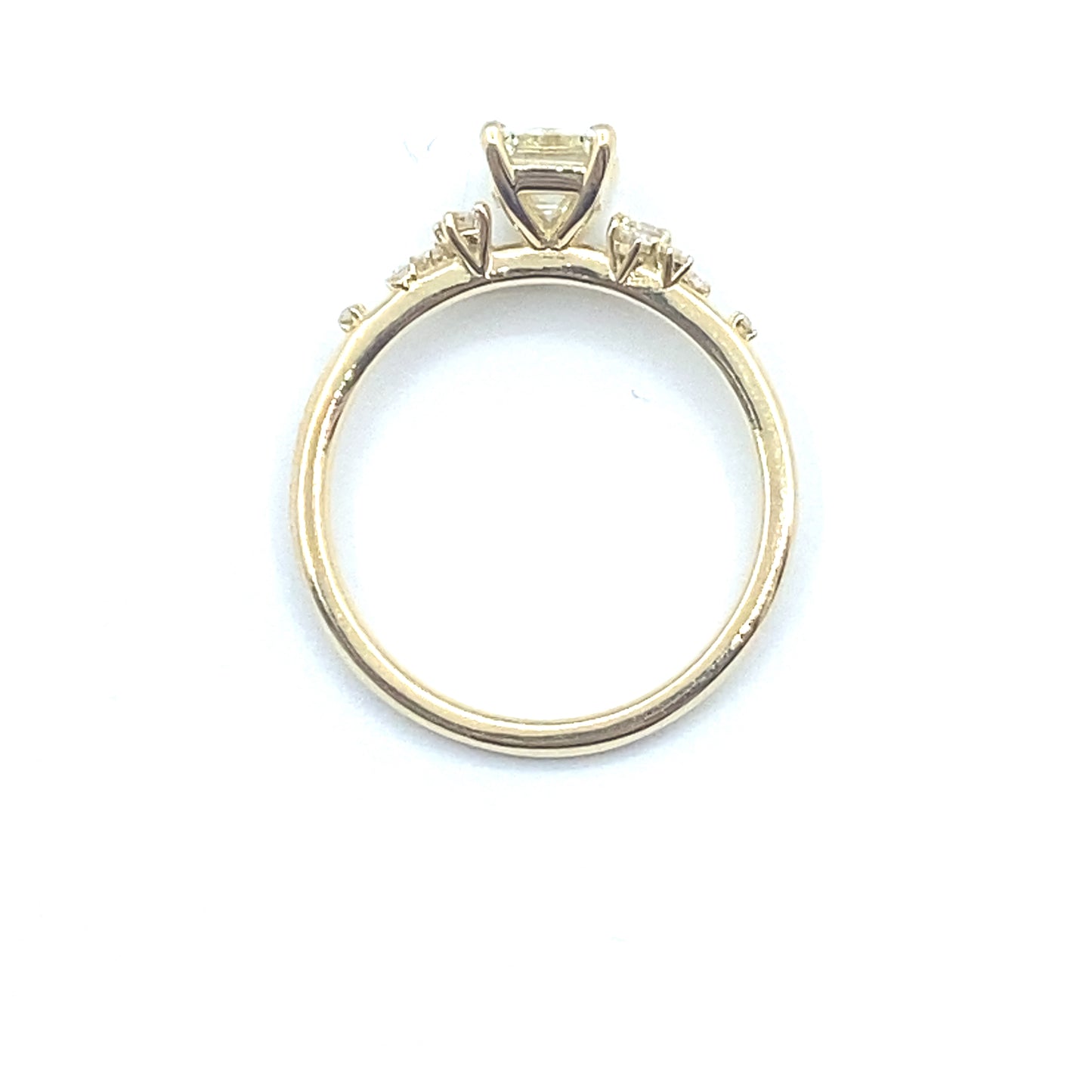 Bespoke Emerald Cut Diamond and Flowing Nature Diamond Engagement Ring