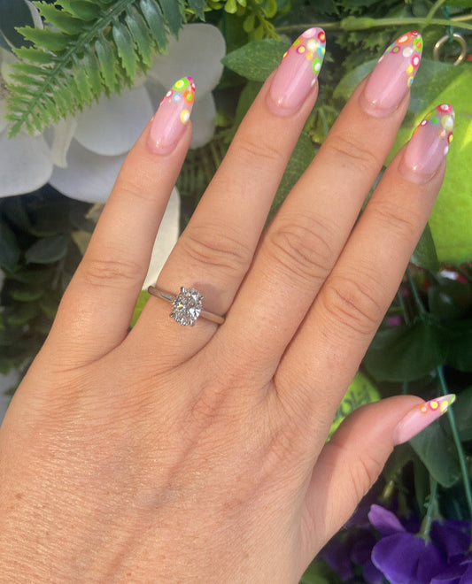 Oval Cut Diamond and Platinum Solitaire Engagement Ring 1.26ct