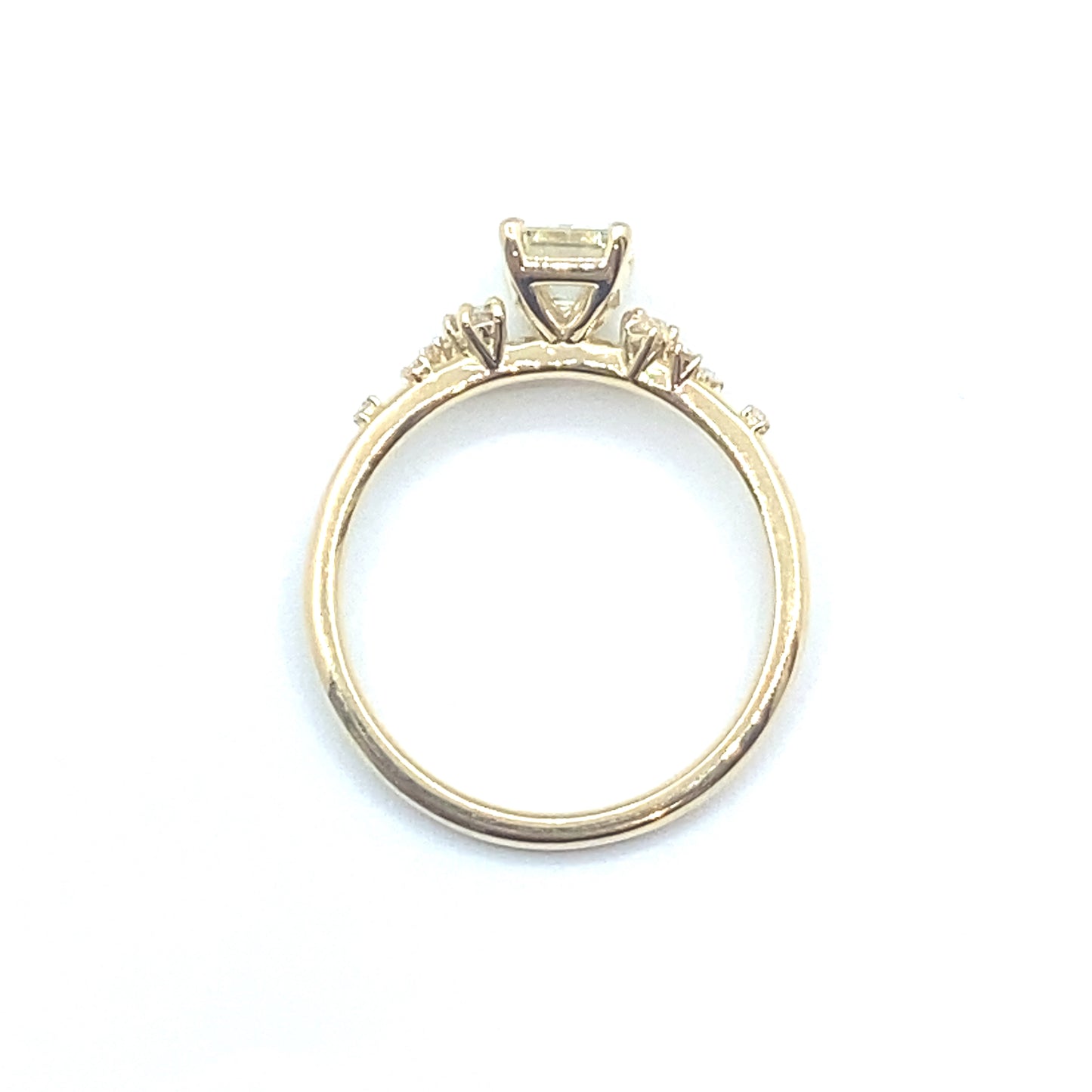 Bespoke Emerald Cut Diamond and Flowing Nature Diamond Engagement Ring