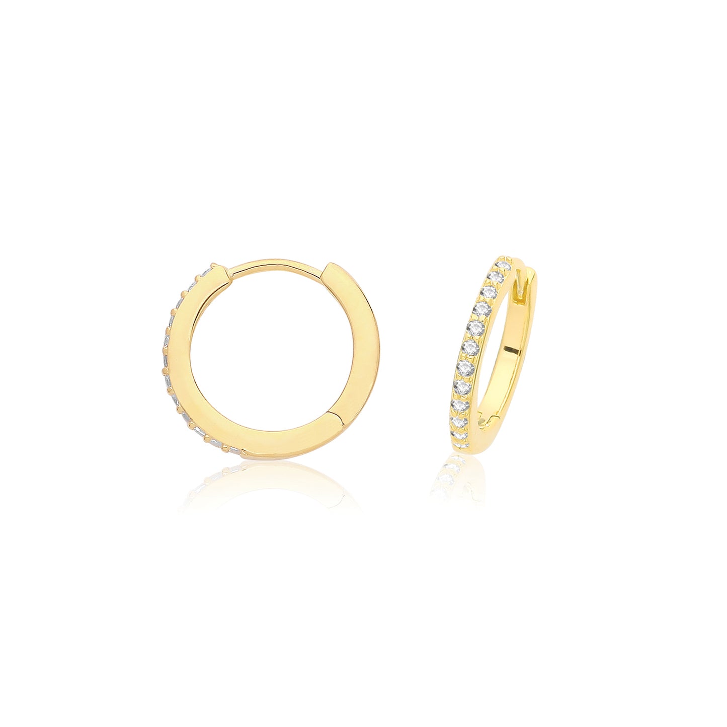 Sterling Silver CZ Click Hoop Earrings 10mm