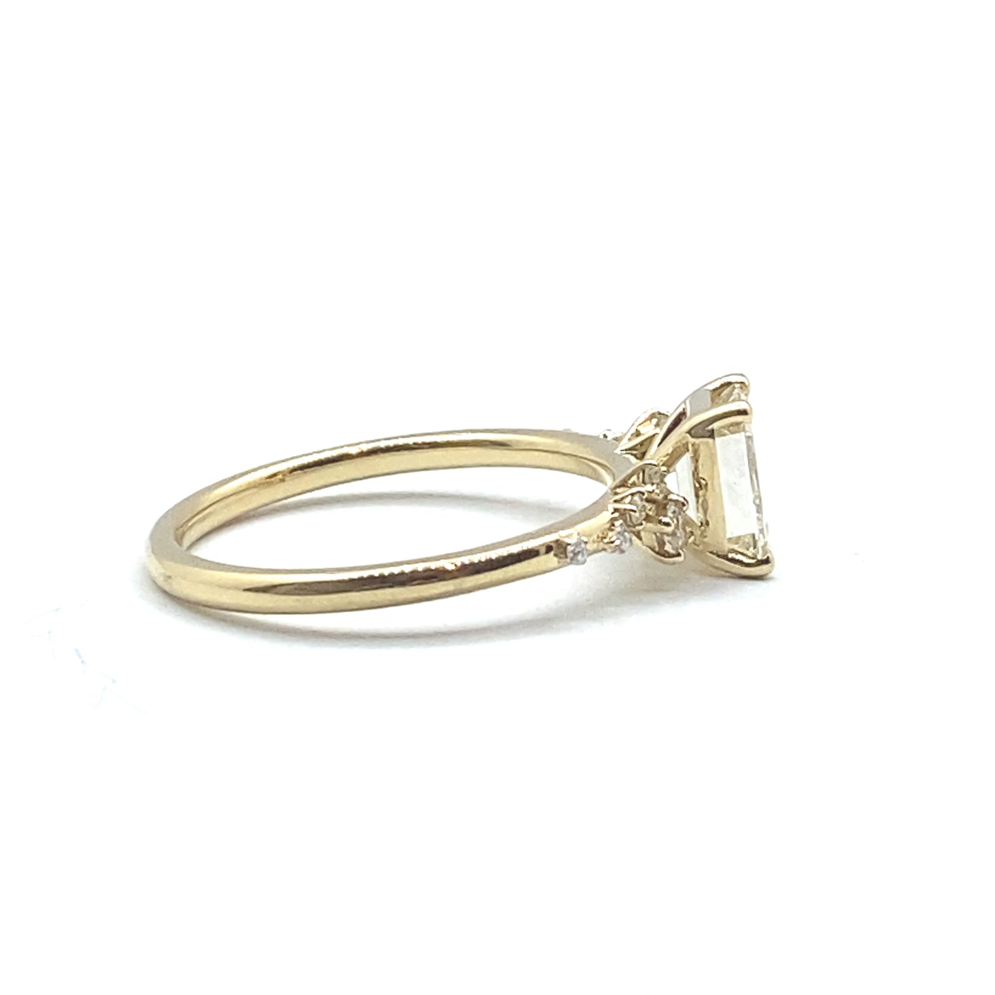Bespoke Emerald Cut Diamond and Flowing Nature Diamond Engagement Ring