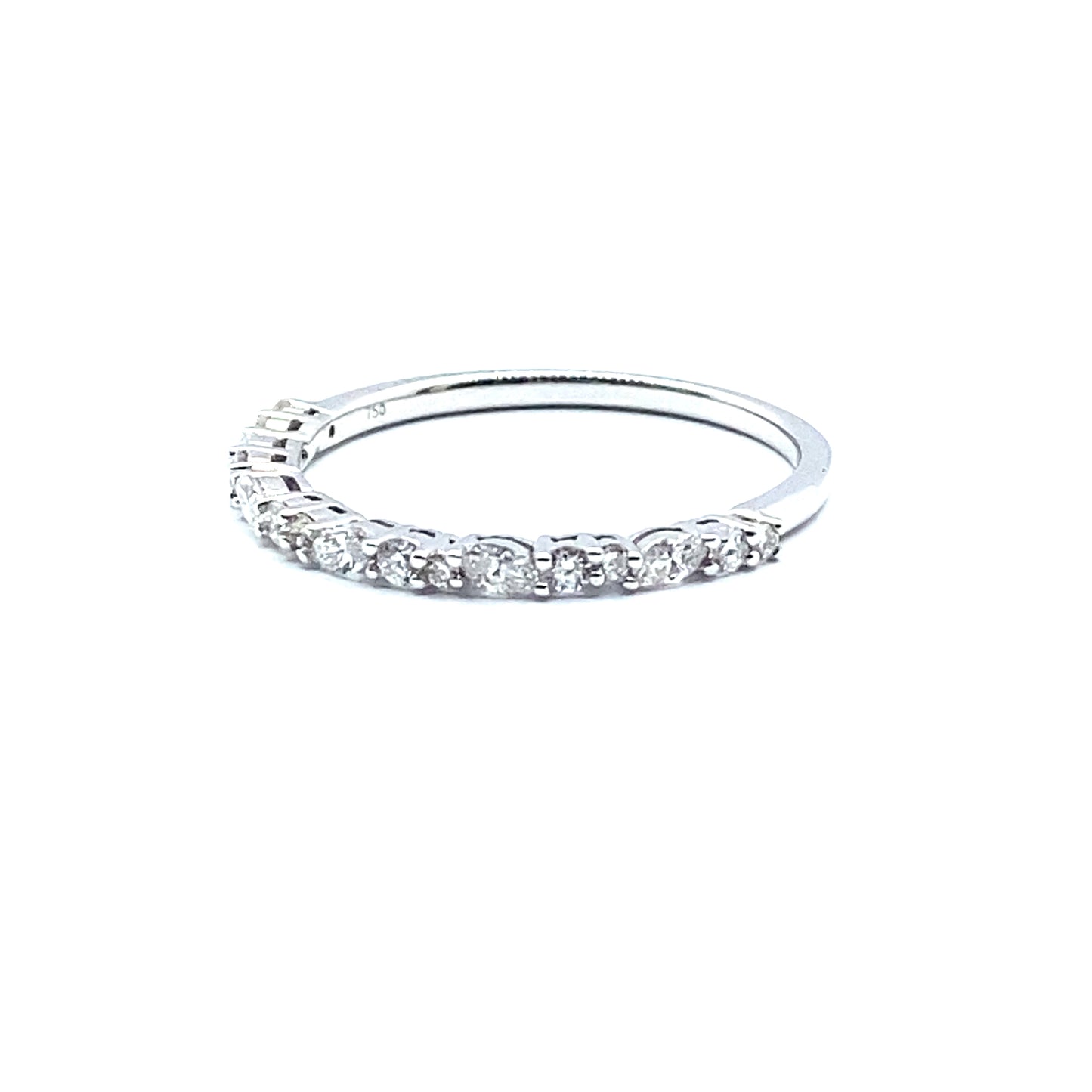 Marquise Cut and Round Brilliant Cut Diamond Half Eternity Ring Set in 18ct White Gold