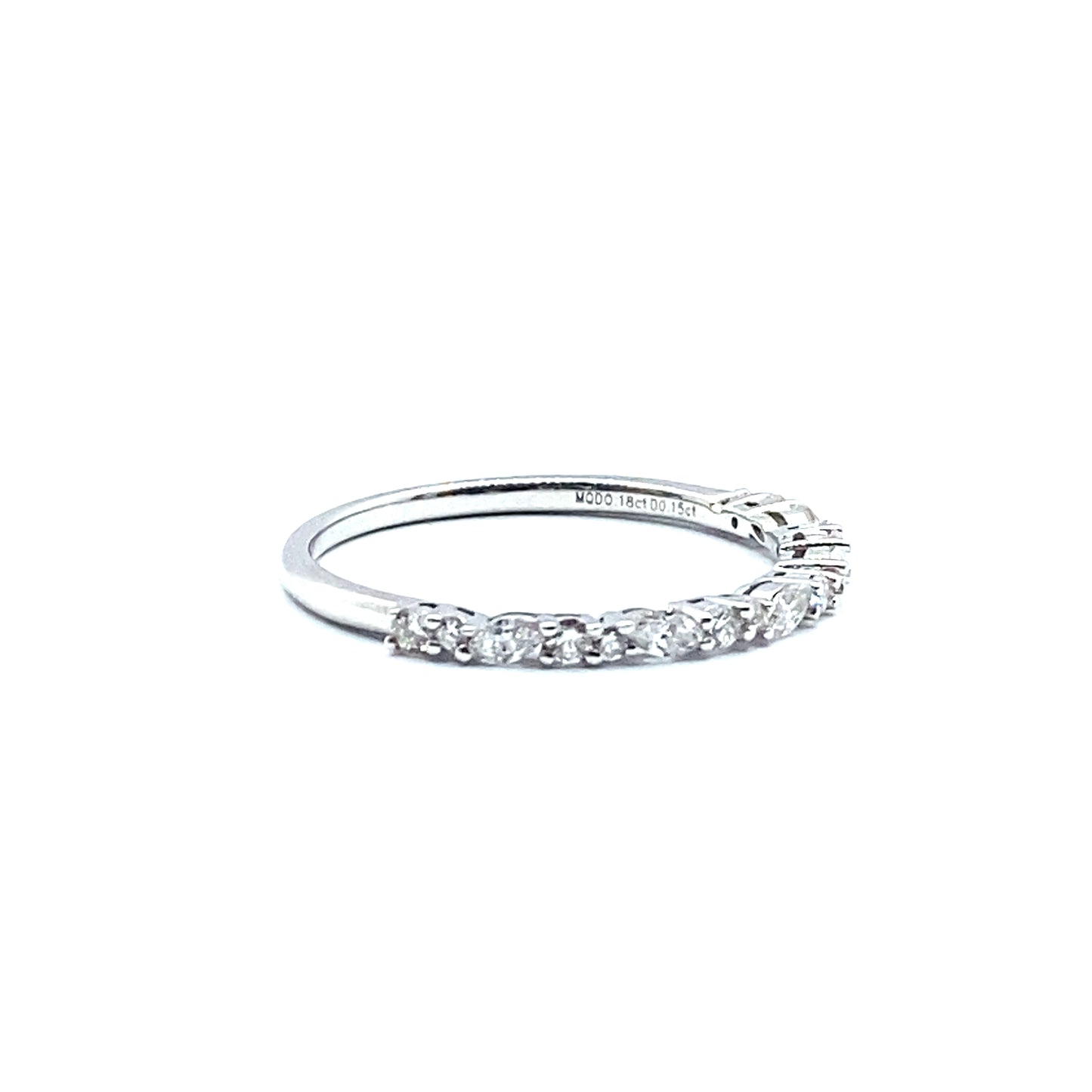 Marquise Cut and Round Brilliant Cut Diamond Half Eternity Ring Set in 18ct White Gold